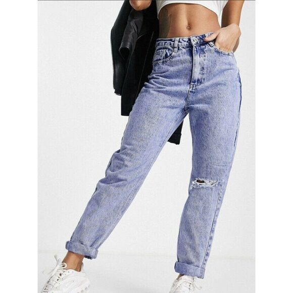 MISSGUIDED Plus High Waist Riot Mom Jeans Blue Wash Sz 18 - Picture 2 of 5